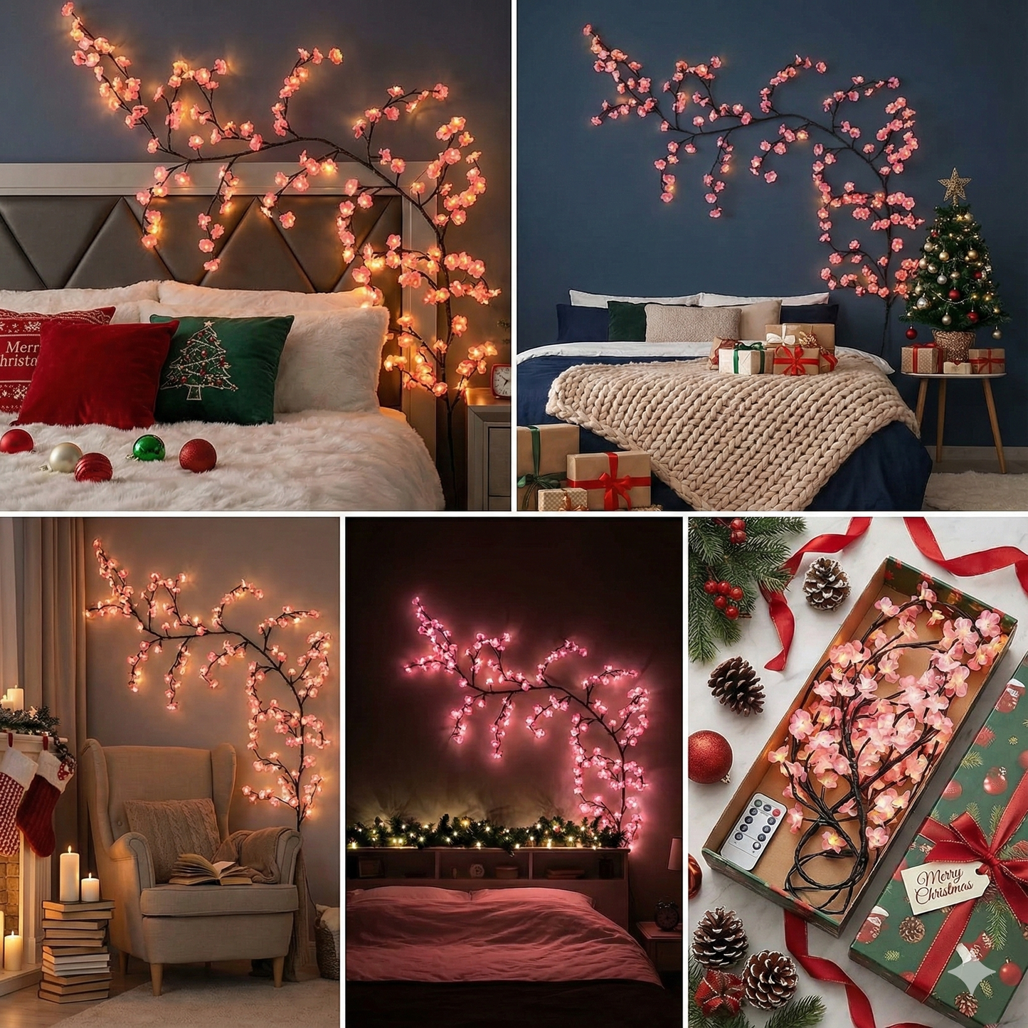 Cherry Blossom LED Wall Tree Light (Remote + Adapter) – Aesthetic Room Decor