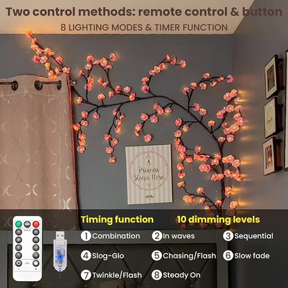 Cherry Blossom LED Wall Tree Light (Remote + Adapter) – Aesthetic Room Decor